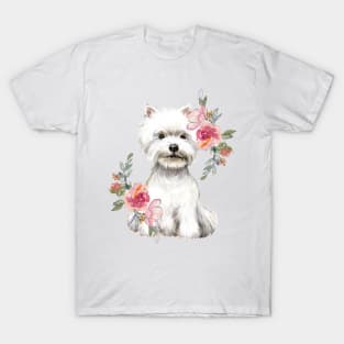 Cute West Highland White Terrier Westie Puppy Dog Watercolor Art T-Shirt